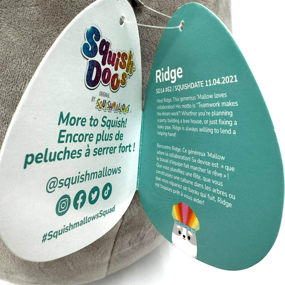 SQUISHMALLOWS NWT Ridge‎ 16" Stuffed Plush Squishdoo Rainbow Husky Dog Wolf RARE - Picture 6 of 7